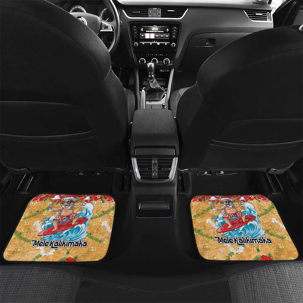 Hawaii Mele Kalikimaka Car Mats Funny Santa Claus Surfing on Tropical Plants LT03 Set 2pcs - Back Multicolor - Polynesian Pride