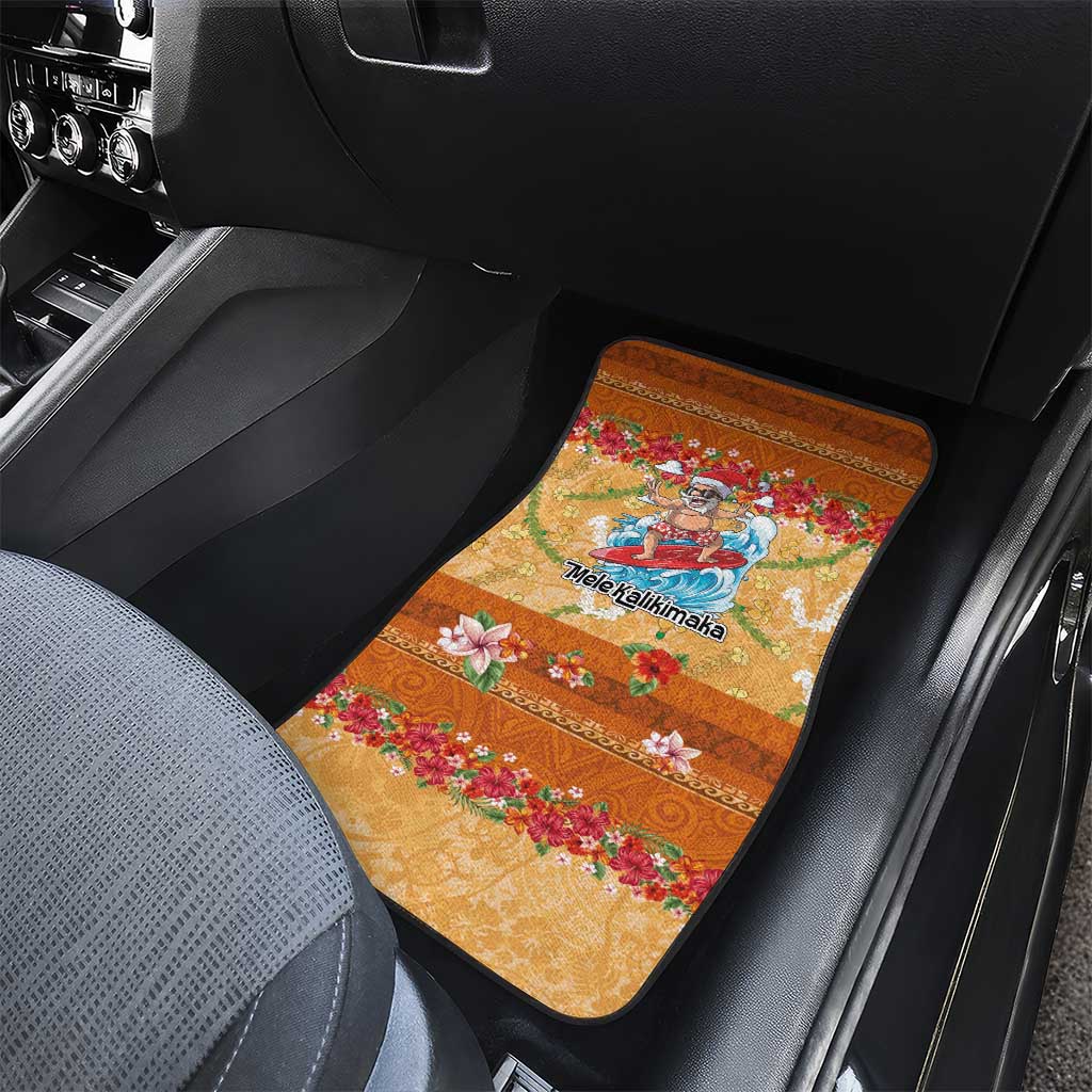 Hawaii Mele Kalikimaka Car Mats Funny Santa Claus Surfing on Tropical Plants LT03 - Polynesian Pride