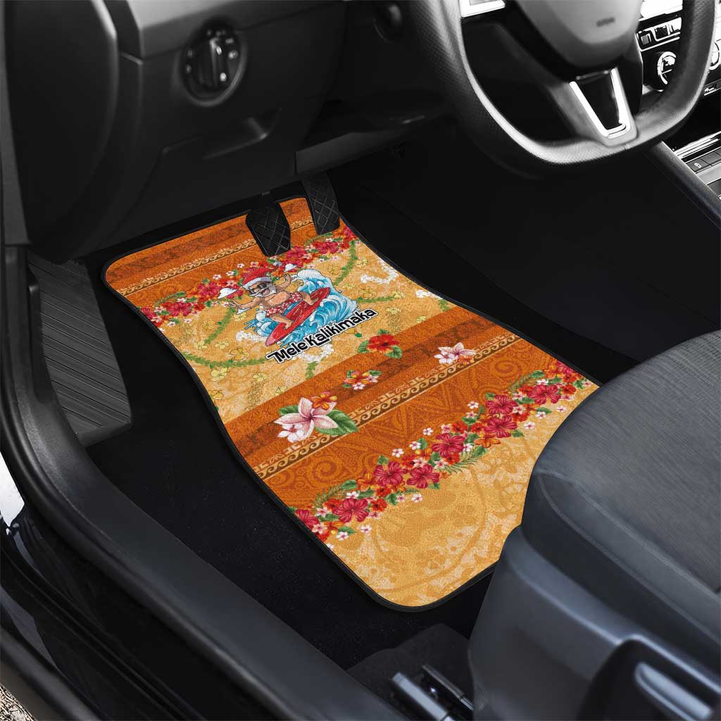 Hawaii Mele Kalikimaka Car Mats Funny Santa Claus Surfing on Tropical Plants LT03 - Polynesian Pride
