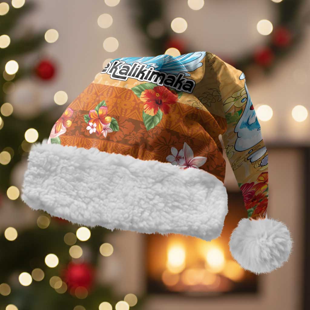 Hawaii Mele Kalikimaka Christmas Santa Hat Funny Santa Claus Surfing on Tropical Plants - Polynesian Pride