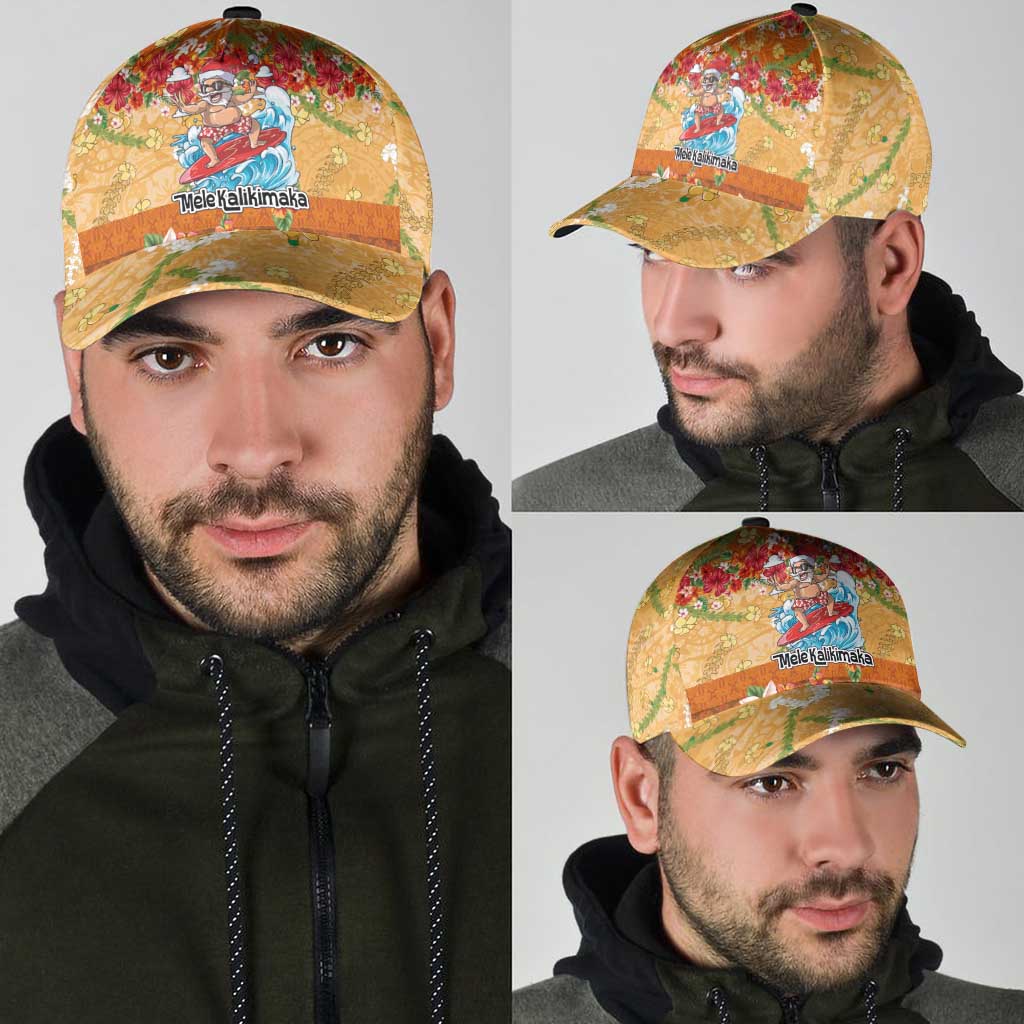 Hawaii Mele Kalikimaka Classic Cap Funny Santa Claus Surfing on Tropical Plants - Polynesian Pride