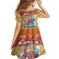 Hawaii Mele Kalikimaka Family Matching Mermaid Dress and Hawaiian Shirt Funny Santa Claus Surfing on Tropical Plants LT03 - Polynesian Pride