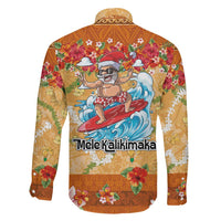 Hawaii Mele Kalikimaka Family Matching Mermaid Dress and Hawaiian Shirt Funny Santa Claus Surfing on Tropical Plants LT03 - Polynesian Pride