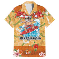 Hawaii Mele Kalikimaka Family Matching Short Sleeve Bodycon Dress and Hawaiian Shirt Funny Santa Claus Surfing on Tropical Plants LT03 Dad's Shirt - Short Sleeve Multicolor - Polynesian Pride