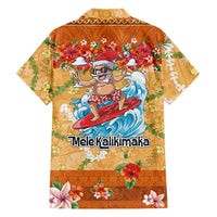 Hawaii Mele Kalikimaka Hawaiian Shirt Funny Santa Claus Surfing on Tropical Plants - Polynesian Pride