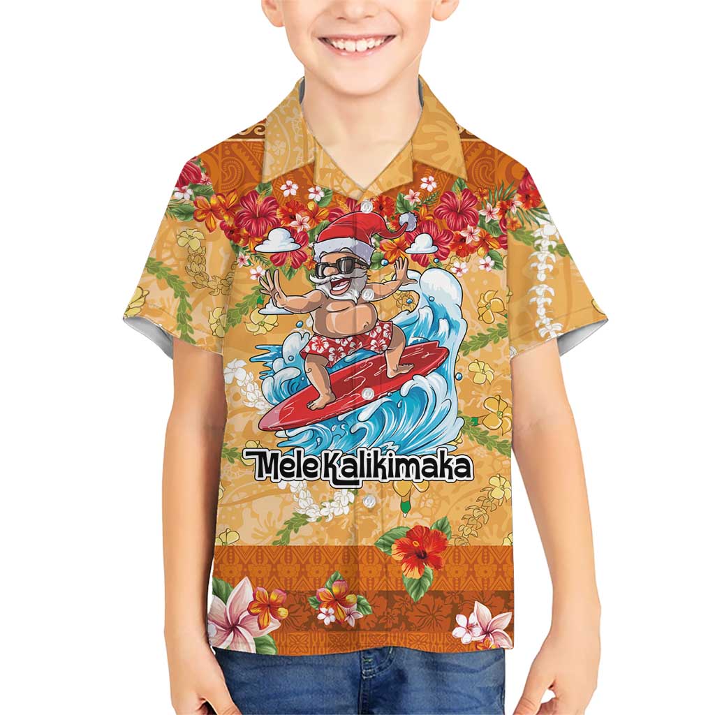 Hawaii Mele Kalikimaka Hawaiian Shirt Funny Santa Claus Surfing on Tropical Plants - Polynesian Pride