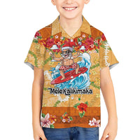 Hawaii Mele Kalikimaka Hawaiian Shirt Funny Santa Claus Surfing on Tropical Plants - Polynesian Pride