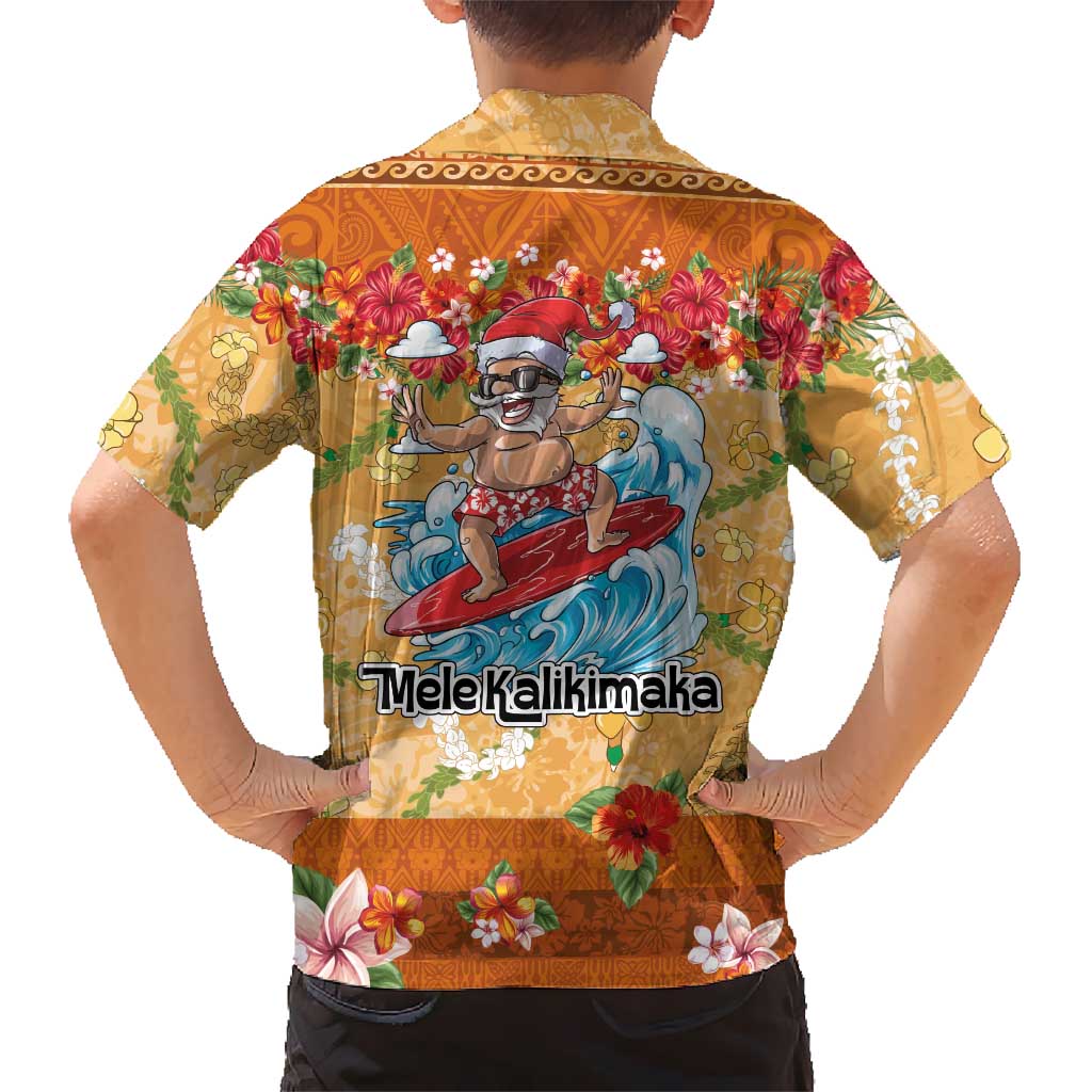 Hawaii Mele Kalikimaka Hawaiian Shirt Funny Santa Claus Surfing on Tropical Plants - Polynesian Pride