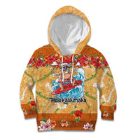 Hawaii Mele Kalikimaka Kid Hoodie Funny Santa Claus Surfing on Tropical Plants LT03 Hoodie Multicolor - Polynesian Pride