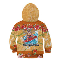 Hawaii Mele Kalikimaka Kid Hoodie Funny Santa Claus Surfing on Tropical Plants LT03 - Polynesian Pride