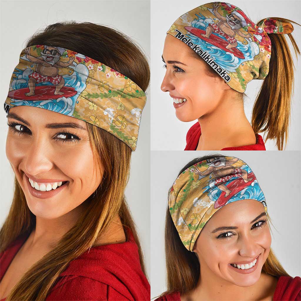 Hawaii Mele Kalikimaka Neck Gaiter Funny Santa Claus Surfing on Tropical Plants - Polynesian Pride