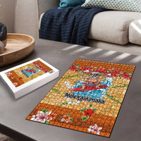 Hawaii Mele Kalikimaka Puzzle Funny Santa Claus Surfing on Tropical Plants LT03 - Polynesian Pride