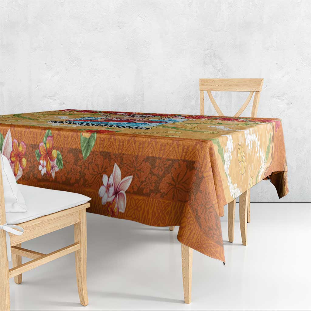Hawaii Mele Kalikimaka Tablecloth Funny Santa Claus Surfing on Tropical Plants - Polynesian Pride