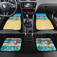 Polynesian Merry Christmas Car Mats Funny Santa Beach Tropical Plant and Turtle LT03 Set 4pcs Multicolor - Polynesian Pride