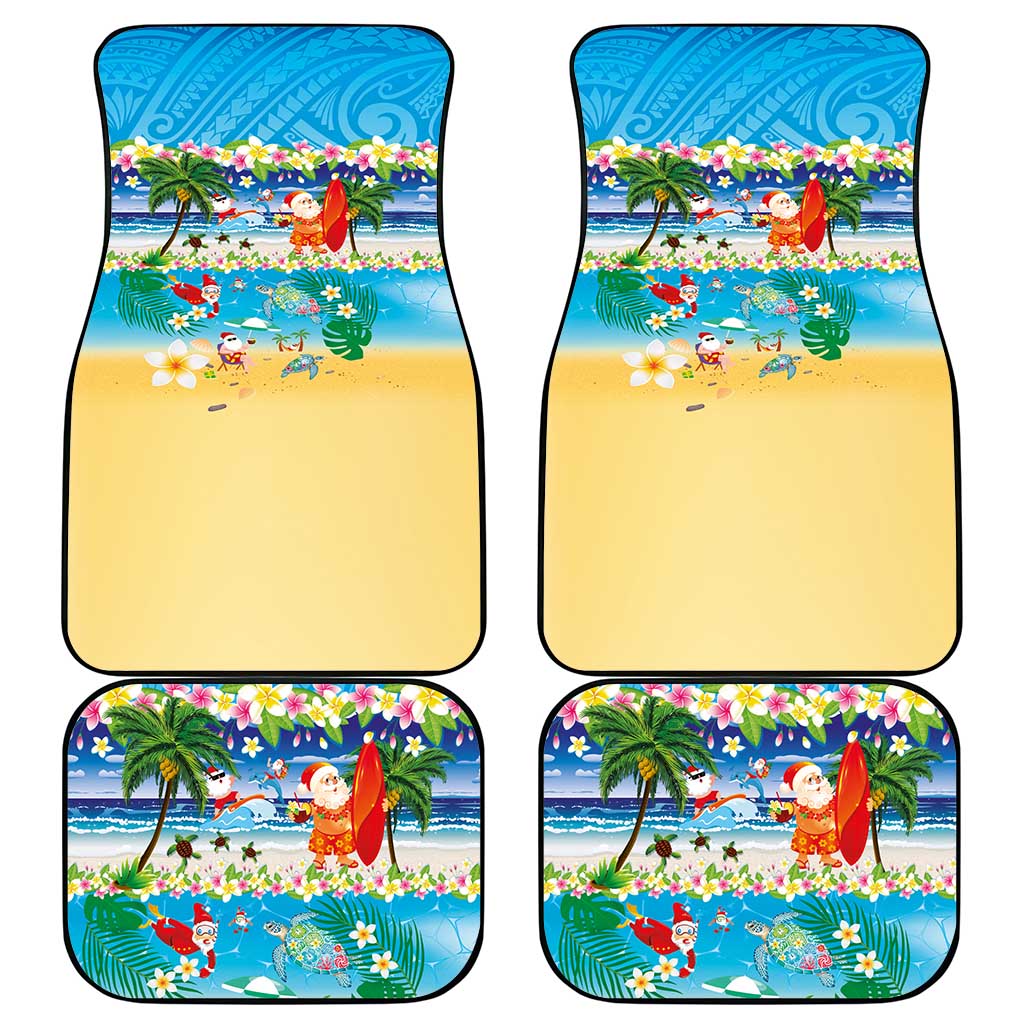 Polynesian Merry Christmas Car Mats Funny Santa Beach Tropical Plant and Turtle LT03 - Polynesian Pride