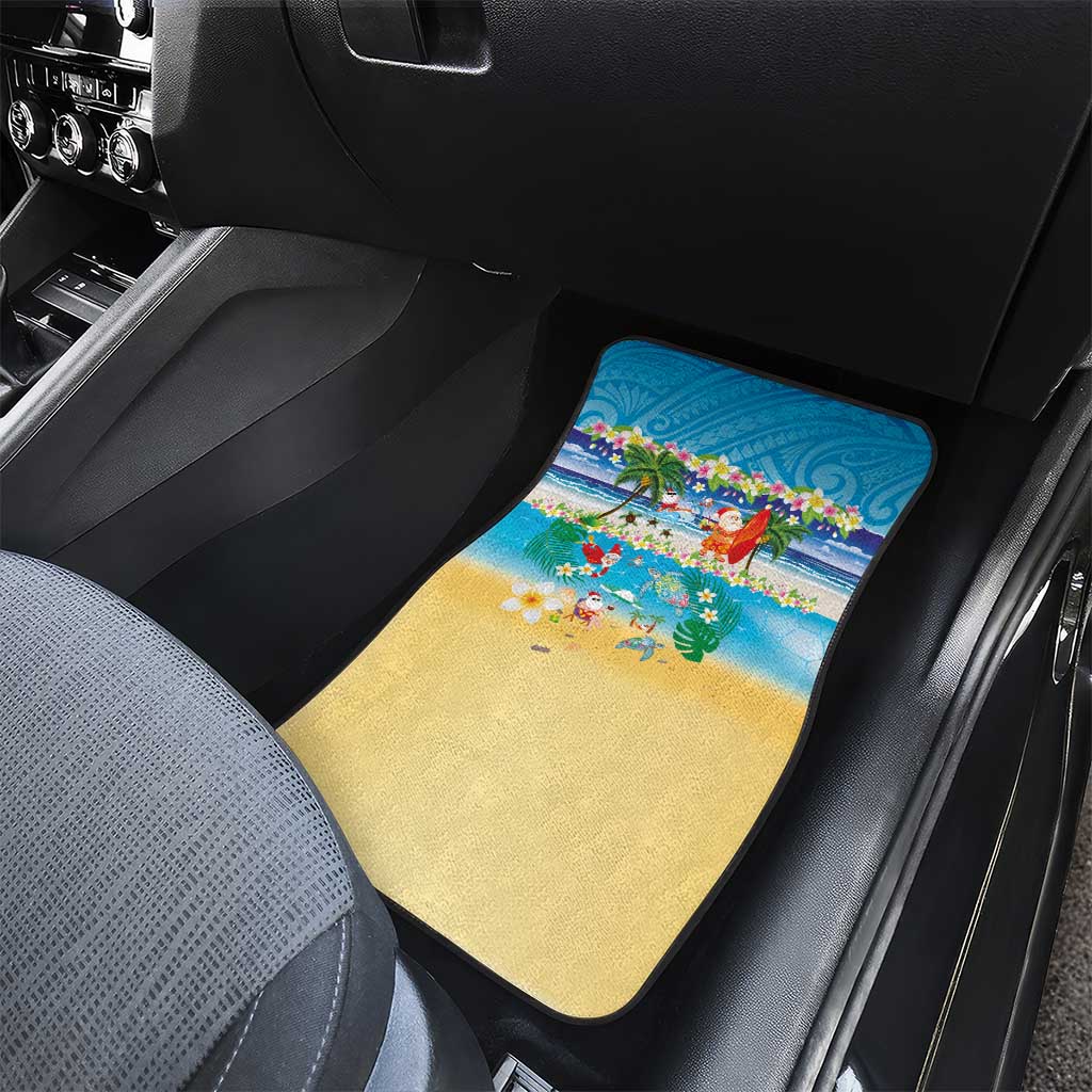 Polynesian Merry Christmas Car Mats Funny Santa Beach Tropical Plant and Turtle LT03 - Polynesian Pride