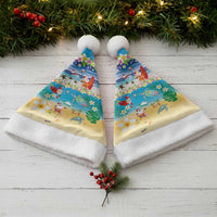 Polynesian Merry Christmas Santa Hat Funny Santa Beach Tropical Plant and Turtle - Polynesian Pride