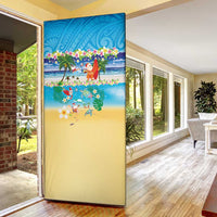 Polynesian Merry Christmas Door Cover Funny Santa Beach Tropical Plant and Turtle LT03 - Polynesian Pride