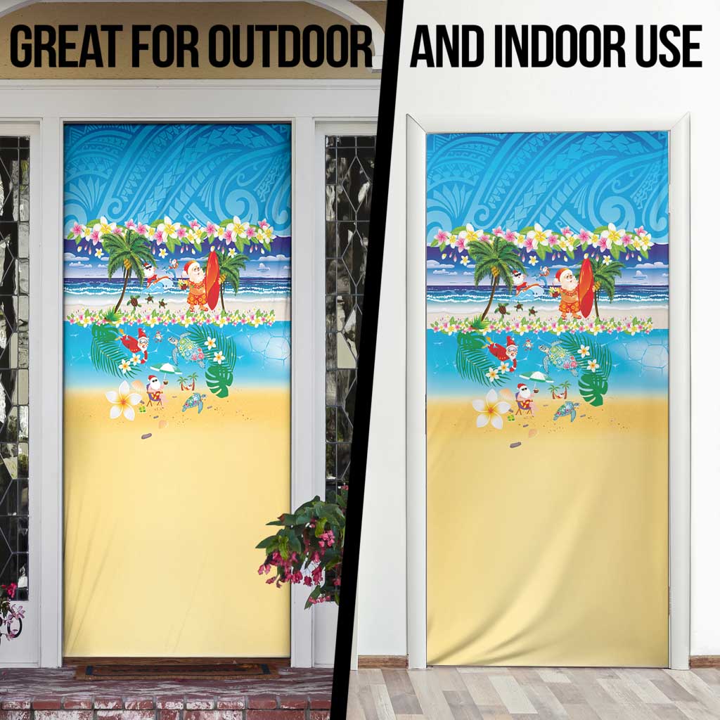 Polynesian Merry Christmas Door Cover Funny Santa Beach Tropical Plant and Turtle LT03 - Polynesian Pride