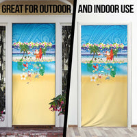 Polynesian Merry Christmas Door Cover Funny Santa Beach Tropical Plant and Turtle LT03 - Polynesian Pride