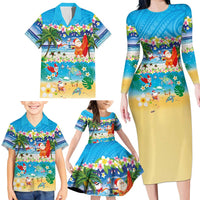 Polynesian Merry Christmas Family Matching Long Sleeve Bodycon Dress and Hawaiian Shirt Funny Santa Beach Tropical Plant and Turtle LT03 - Polynesian Pride