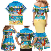 Polynesian Merry Christmas Family Matching Mermaid Dress and Hawaiian Shirt Funny Santa Beach Tropical Plant and Turtle LT03 - Polynesian Pride
