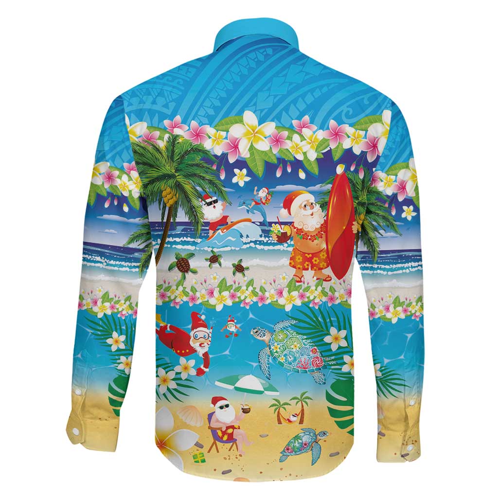 Polynesian Merry Christmas Family Matching Mermaid Dress and Hawaiian Shirt Funny Santa Beach Tropical Plant and Turtle LT03 - Polynesian Pride