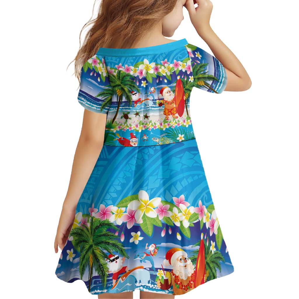 Polynesian Merry Christmas Family Matching Off The Shoulder Long Sleeve Dress and Hawaiian Shirt Funny Santa Beach Tropical Plant and Turtle LT03 - Polynesian Pride