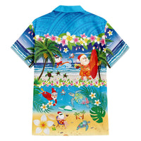 Polynesian Merry Christmas Family Matching Short Sleeve Bodycon Dress and Hawaiian Shirt Funny Santa Beach Tropical Plant and Turtle LT03 - Polynesian Pride