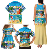 Polynesian Merry Christmas Family Matching Tank Maxi Dress and Hawaiian Shirt Funny Santa Beach Tropical Plant and Turtle LT03 - Polynesian Pride