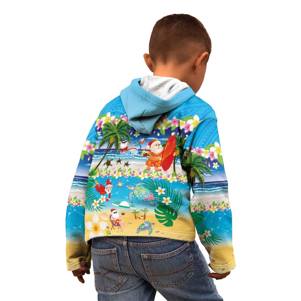 Polynesian Merry Christmas Kid Hoodie Funny Santa Beach Tropical Plant and Turtle - Polynesian Pride