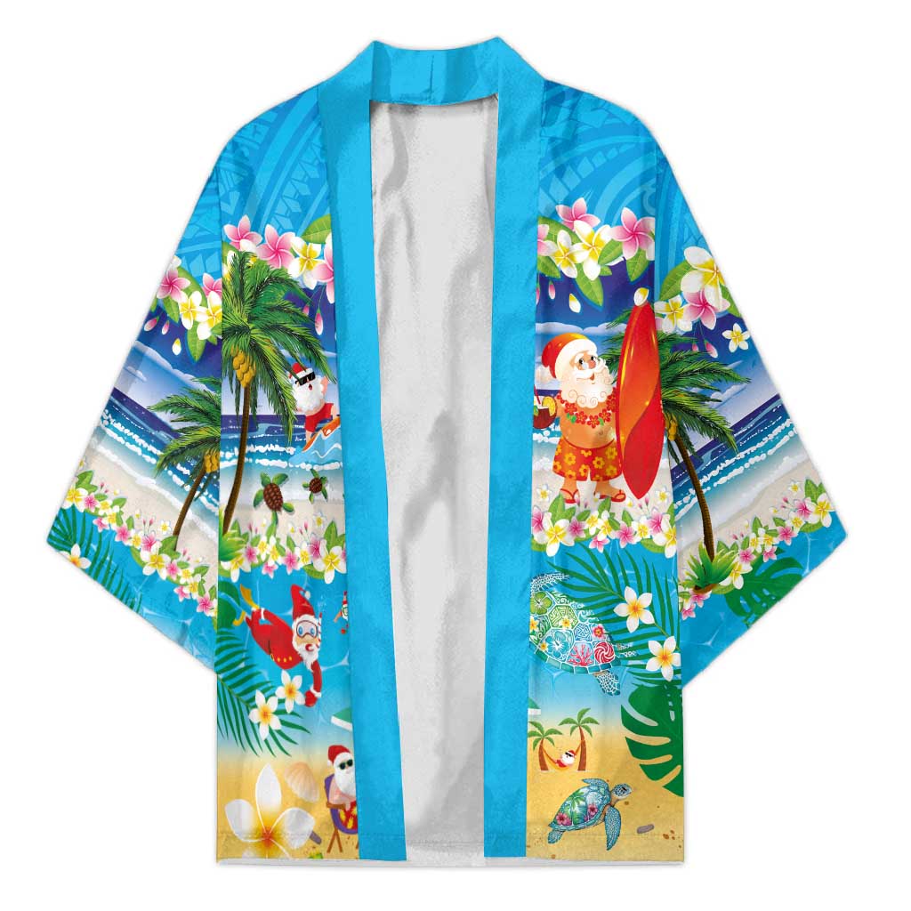 Polynesian Merry Christmas Kimono Funny Santa Beach Tropical Plant and Turtle LT03 Unisex Multicolor - Polynesian Pride