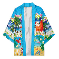 Polynesian Merry Christmas Kimono Funny Santa Beach Tropical Plant and Turtle LT03 Unisex Multicolor - Polynesian Pride