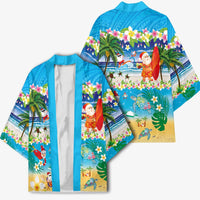 Polynesian Merry Christmas Kimono Funny Santa Beach Tropical Plant and Turtle LT03 - Polynesian Pride
