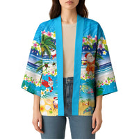Polynesian Merry Christmas Kimono Funny Santa Beach Tropical Plant and Turtle LT03 - Polynesian Pride