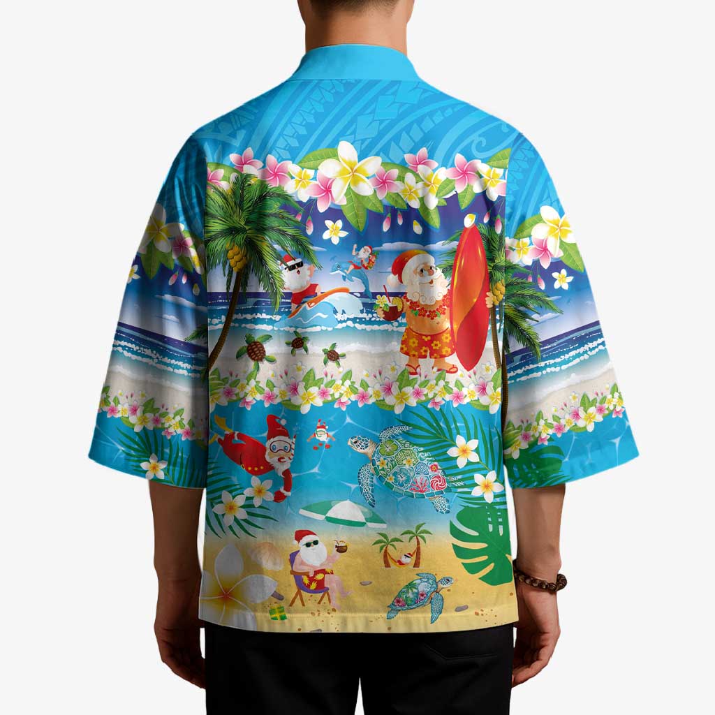 Polynesian Merry Christmas Kimono Funny Santa Beach Tropical Plant and Turtle LT03 - Polynesian Pride