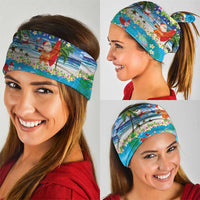 Polynesian Merry Christmas Neck Gaiter Funny Santa Beach Tropical Plant and Turtle - Polynesian Pride