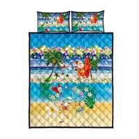 Polynesian Merry Christmas Quilt Bed Set Funny Santa Beach Tropical Plant and Turtle LT03 - Polynesian Pride