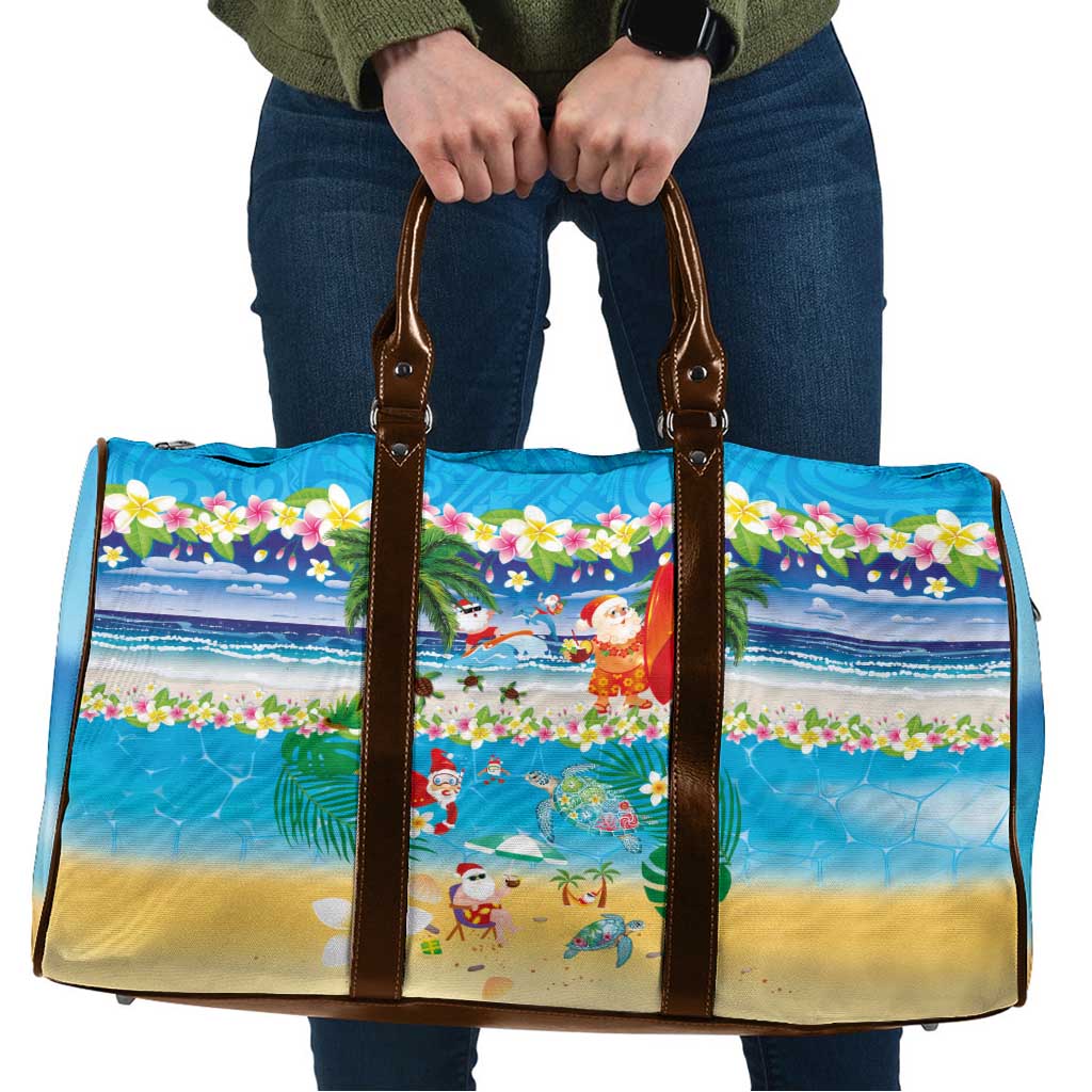 Polynesian Merry Christmas Travel Bag Funny Santa Beach Tropical Plant and Turtle LT03 Multicolor - Polynesian Pride