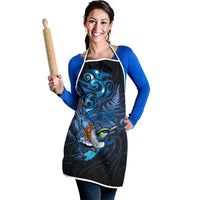 Aotearoa Matariki Apron Maori Tribal with Silver Fern and Tui Bird Galaxy Style - Polynesian Pride