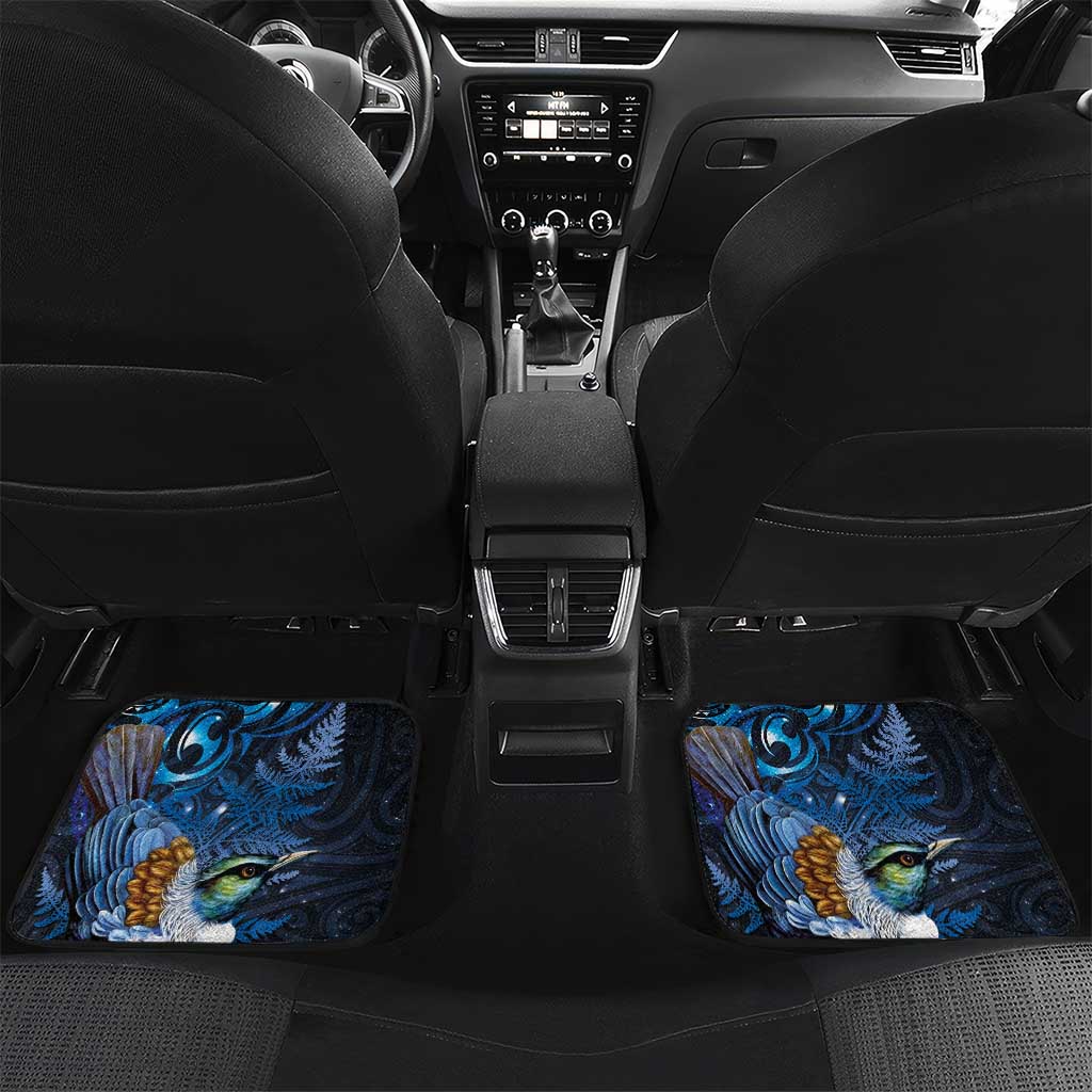 Aotearoa Matariki Car Mats Maori Tribal with Silver Fern and Tui Bird Galaxy Style - Polynesian Pride