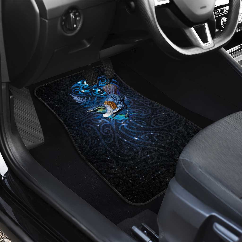 Aotearoa Matariki Car Mats Maori Tribal with Silver Fern and Tui Bird Galaxy Style - Polynesian Pride