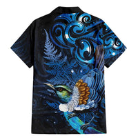 Aotearoa Matariki Family Matching Mermaid Dress and Hawaiian Shirt Maori Tribal with Silver Fern and Tui Bird Galaxy Style - Polynesian Pride