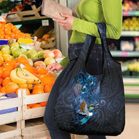 Aotearoa Matariki Grocery Bag Maori Tribal with Silver Fern and Tui Bird Galaxy Style - Polynesian Pride
