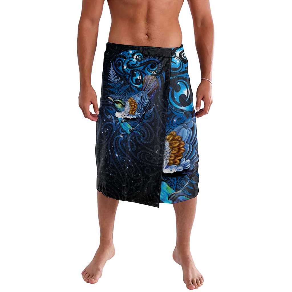 Aotearoa Matariki Lavalava Maori Tribal with Silver Fern and Tui Bird Galaxy Style - Polynesian Pride