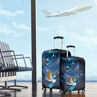 Aotearoa Matariki Luggage Cover Maori Tribal with Silver Fern and Tui Bird Galaxy Style - Polynesian Pride