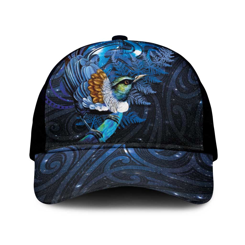 Aotearoa Matariki Mesh Trucker Cap Maori Tribal with Silver Fern and Tui Bird Galaxy Style - Polynesian Pride