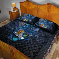 Aotearoa Matariki Quilt Bed Set Maori Tribal with Silver Fern and Tui Bird Galaxy Style - Polynesian Pride