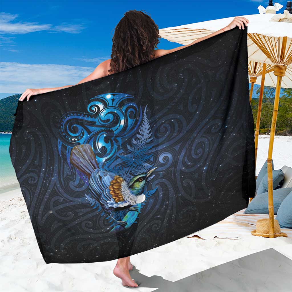 Aotearoa Matariki Sarong Maori Tribal with Silver Fern and Tui Bird Galaxy Style - Polynesian Pride