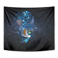 Aotearoa Matariki Tapestry Maori Tribal with Silver Fern and Tui Bird Galaxy Style - Polynesian Pride